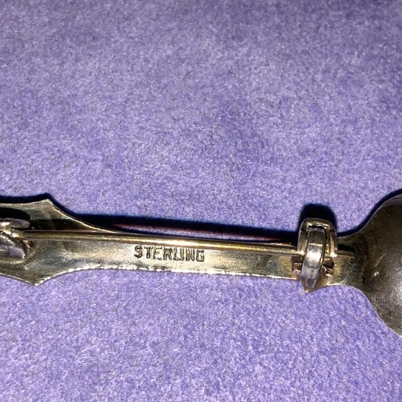 Sterling Silver Rose Spoon Pin Vintage - Picture 3 of 5